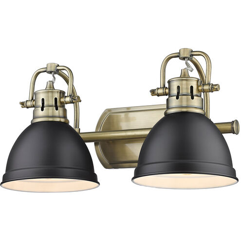 Duncan 2 Light 17 inch Aged Brass Bath Vanity Wall Light in Matte Black